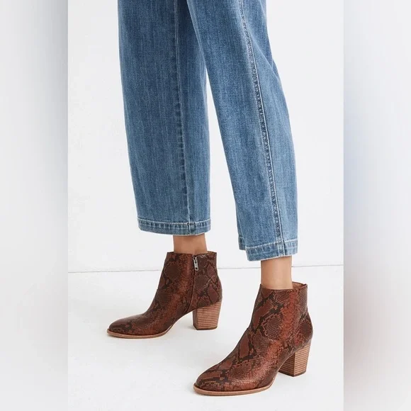 MADEWELL The Rosie Ankle Boot in Snake Embossed Leather 9.5 - Picture 3 of 17